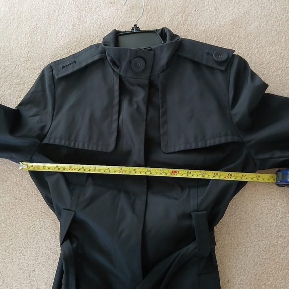 Kenneth Cole Women's Black Collared Button Up Trench Coat Size M - Picture 8 of 9